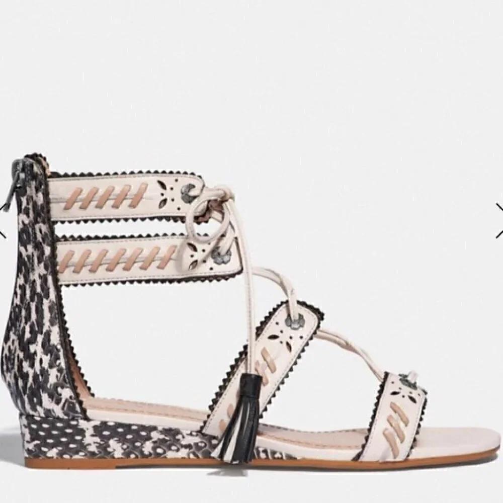 New Coach VIA DEMI WEDGE SANDAL G3744 leather